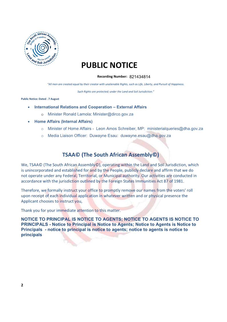 Public Notice IEC recording number 821434814